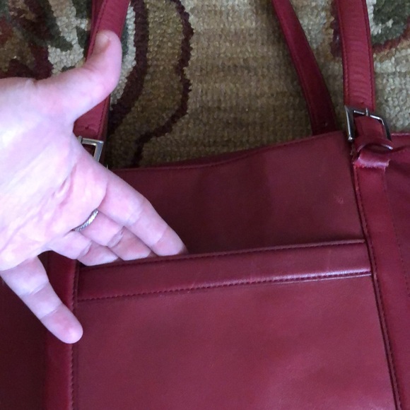 FRANKLIN COVEY Red Leather Briefcase Purse Executive Size Dual Strap TOTE Zipper - Picture 11 of 16
